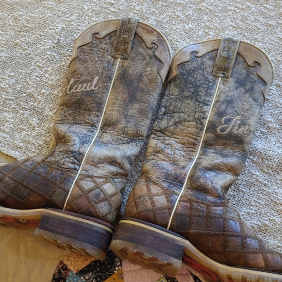 Tin Haul Women's SZ 5 Patches Sq. Toe Western Cowgirl Boot Rodeo Ranch Brown - Picture 4 of 12